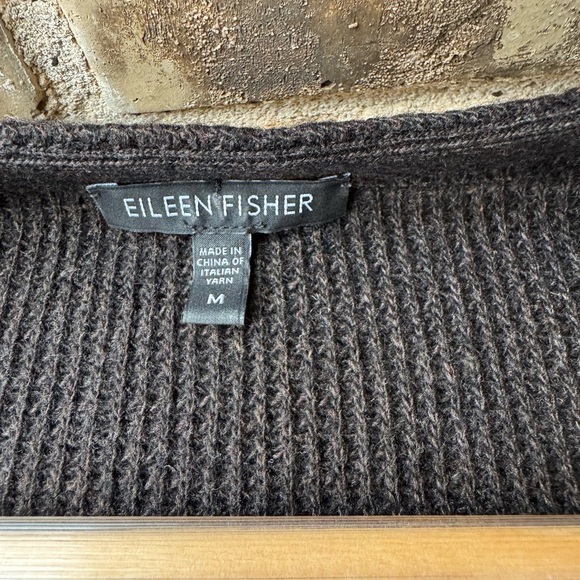 Eileen Fisher Women’s Cardigan Sweater Size Medium Brown Cashmere Wool - Picture 2 of 9
